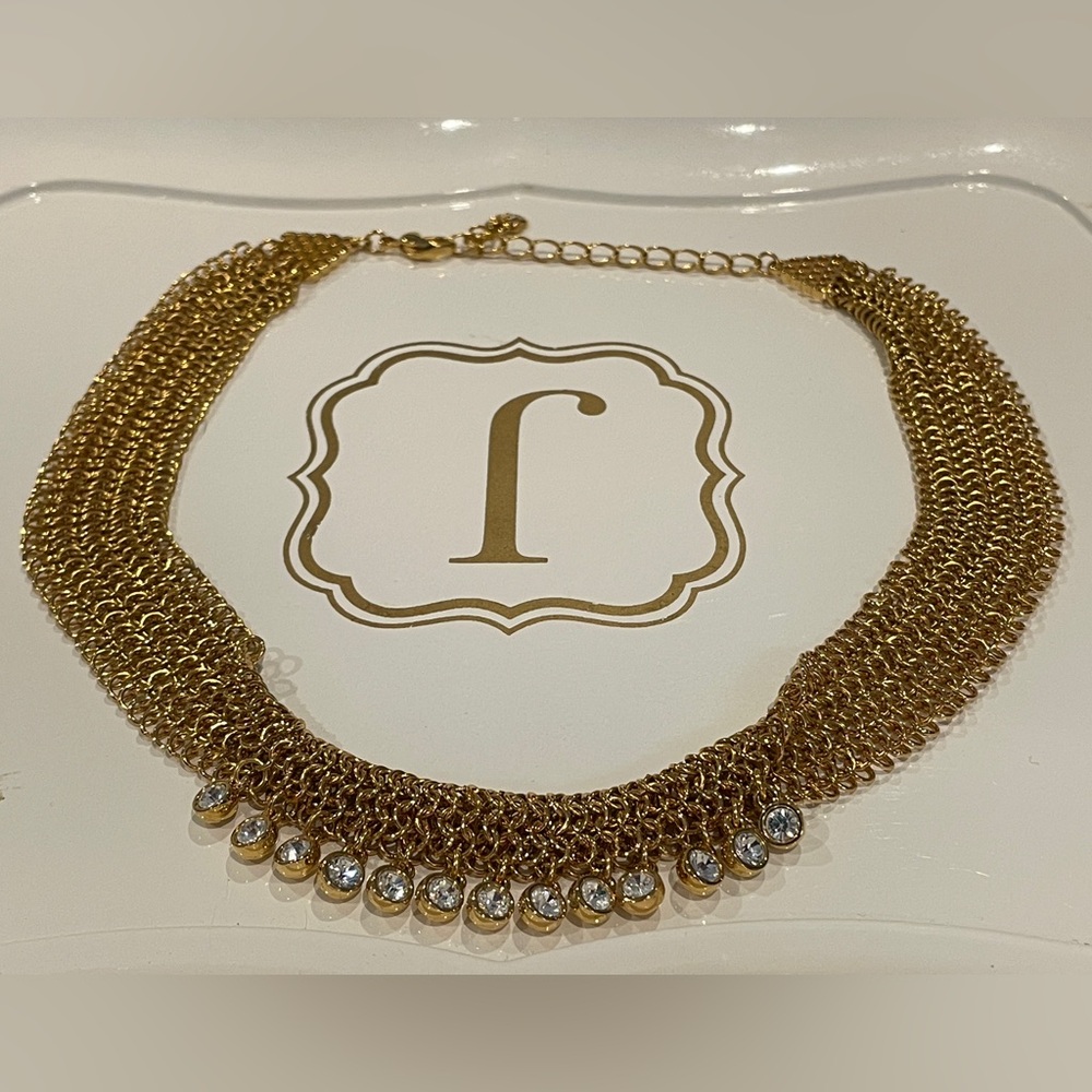 Swarovski Gold Choker Necklace with Crystal Embellishments